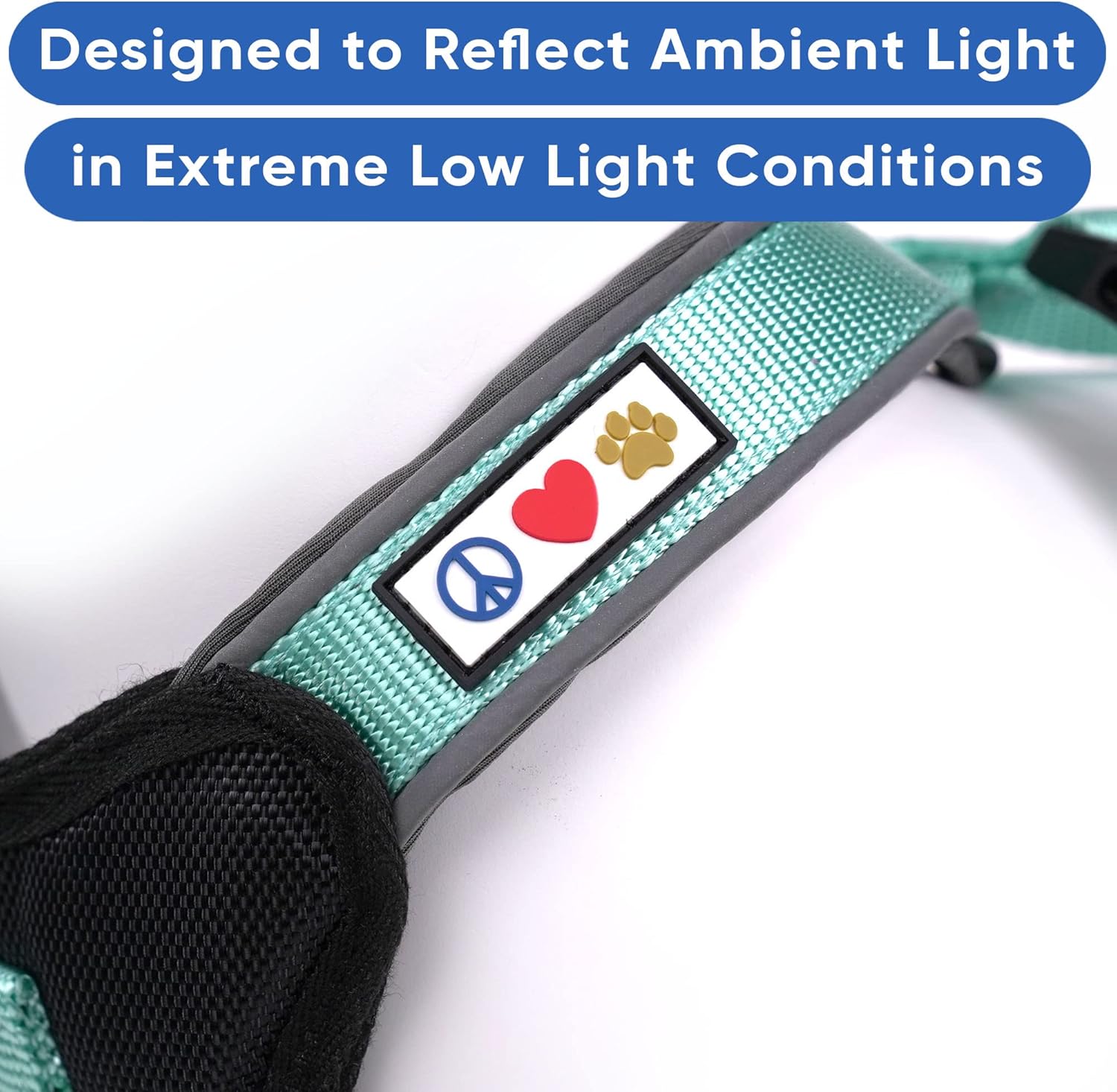 Reflective Dog Harness - Padded, Comfort Control for Walks or Runs - Medium Teal