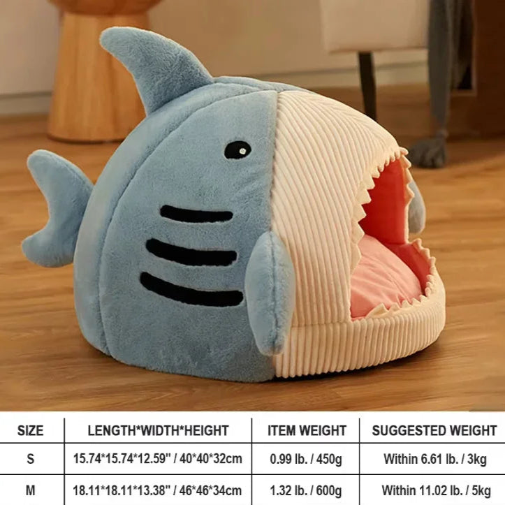 Warm Cat Beds Cartoon Shark Pet Cave Beds Sweet Kittens Basket Cushion Cat Pillow Mat Tent Puppy Nest Cave Pet Goods