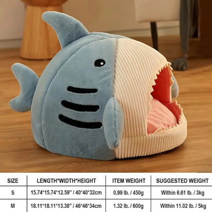 Warm Cat Beds Cartoon Shark Pet Cave Beds Sweet Kittens Basket Cushion Cat Pillow Mat Tent Puppy Nest Cave Pet Goods